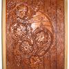 Photo album with windmill scene, flowers & wood carving.